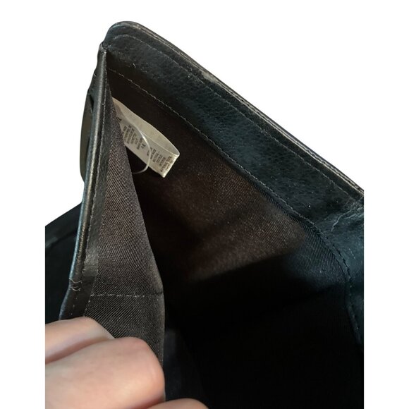 Vintage Fossil Ellis Patchwork Leather Wallet Clutch Black Brown NOS - Picture 4 of 5